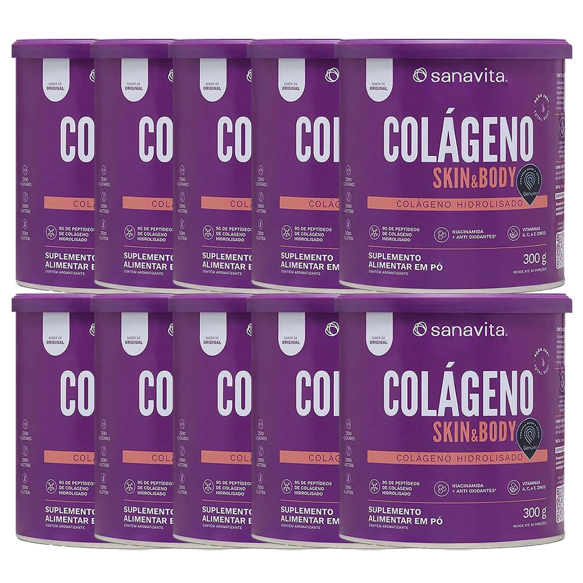 Kit 10X Col�geno Skin - 300g Original - Sanavita