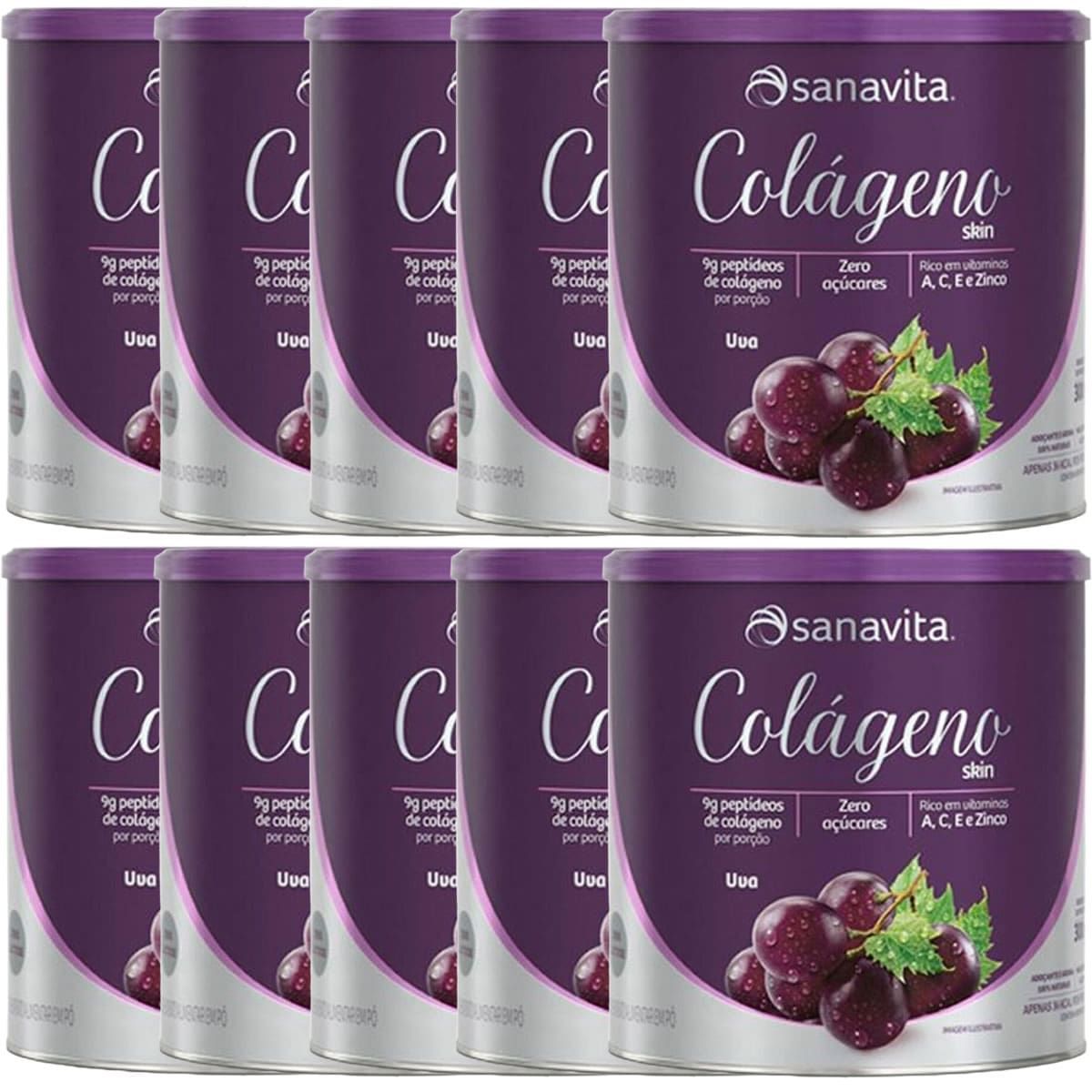 Kit 10X Col�geno Skin - 300g Uva - Sanavita