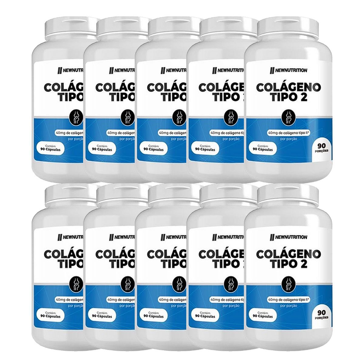 Kit 10X Col�geno Tipo 2 40mg - 90 C�psulas - NewNutrition