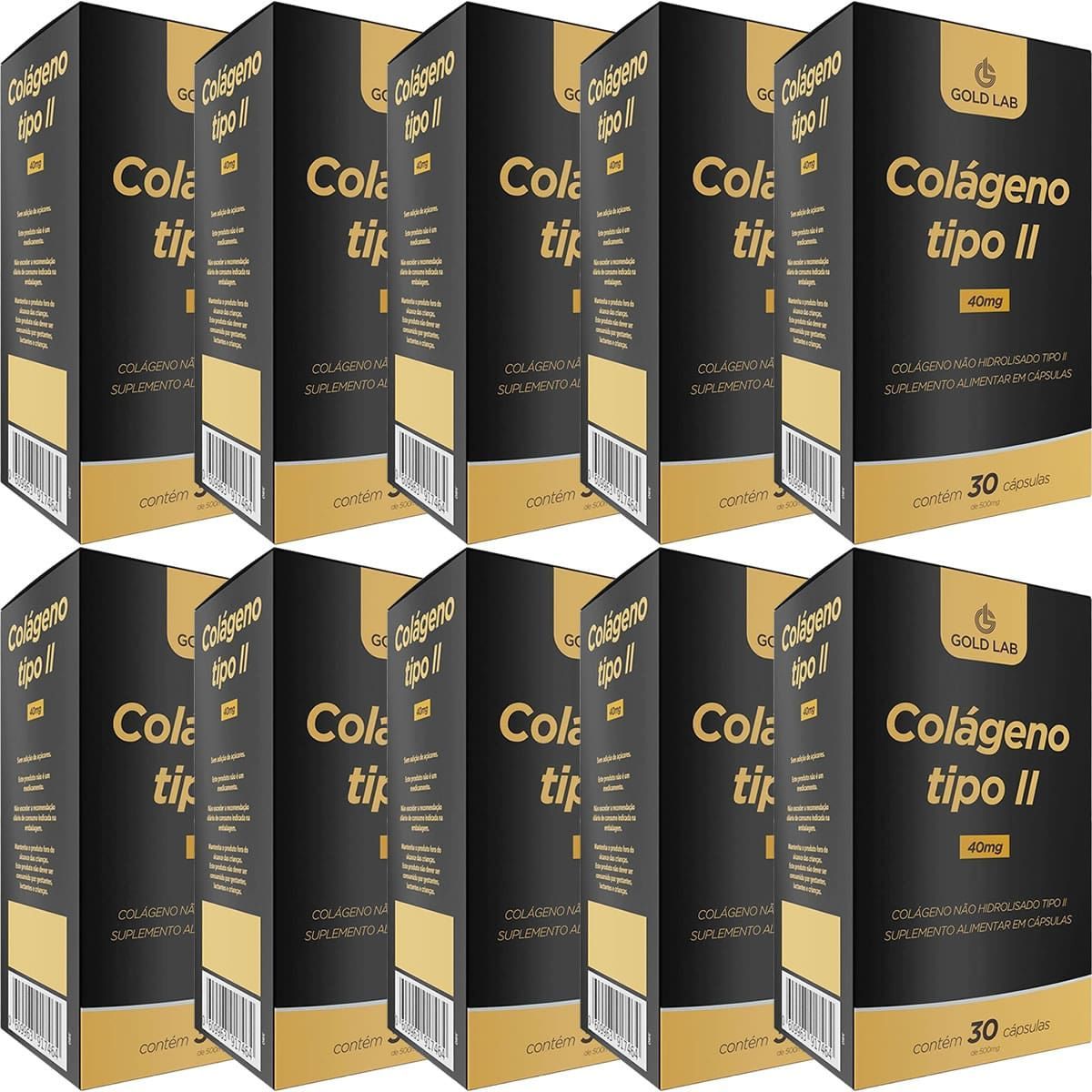 Kit 10X Col�geno Tipo II - 30 C�psulas - Gold Lab