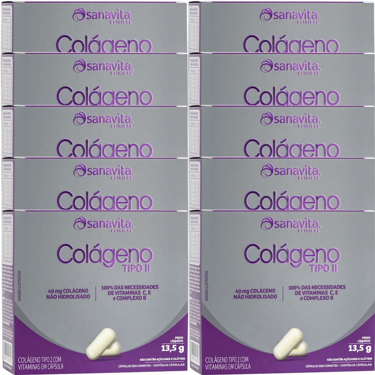 Kit 10X Col�geno Tipo II - 30 C�psulas - Sanavita