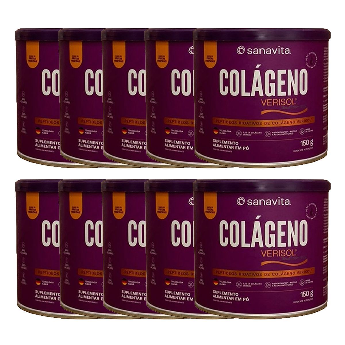 Kit 10X Col�geno Verisol - 150g Frutas Tropicais - Sanavita