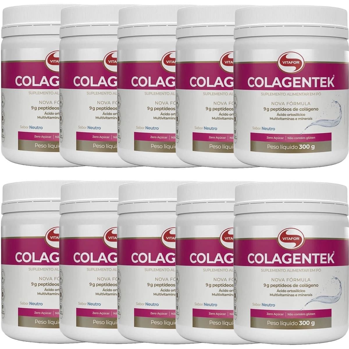 Kit 10X Colagentek - 300g Neutro - Vitafor