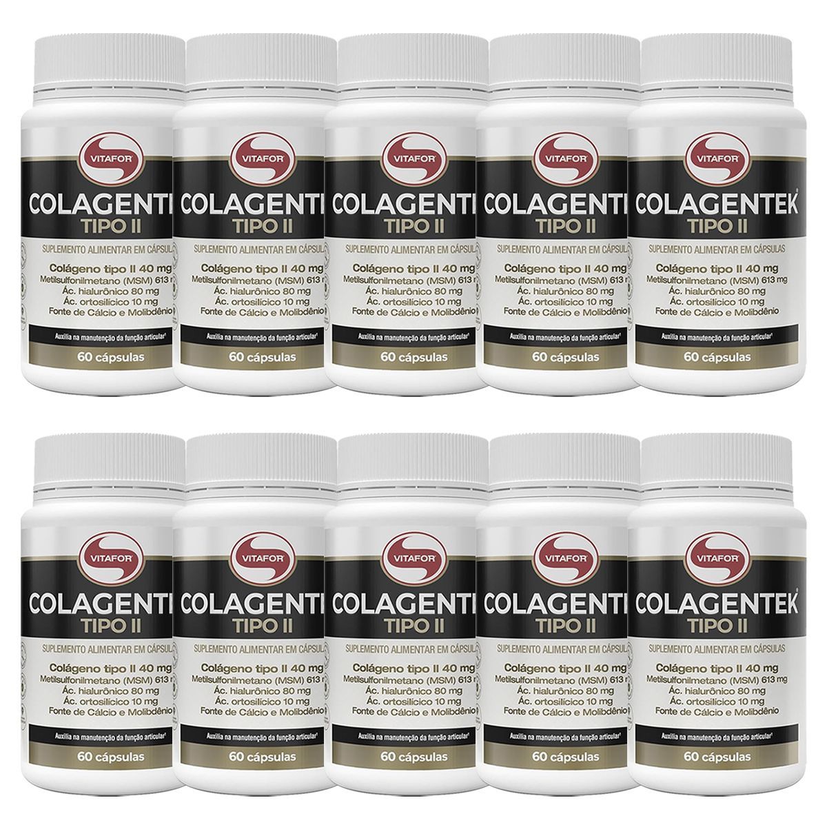 Kit 10X Colagentek Tipo II - 60 C�psulas - Vitafor