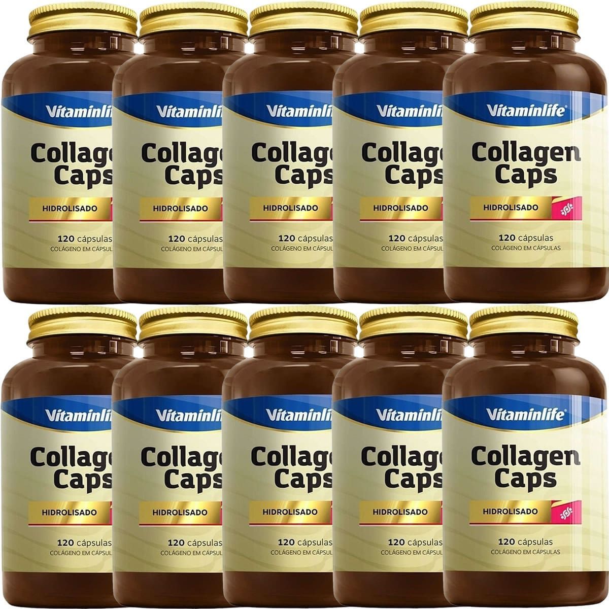 Kit 10X Collagen Caps Col�geno - 120 C�psulas - VitaminLife