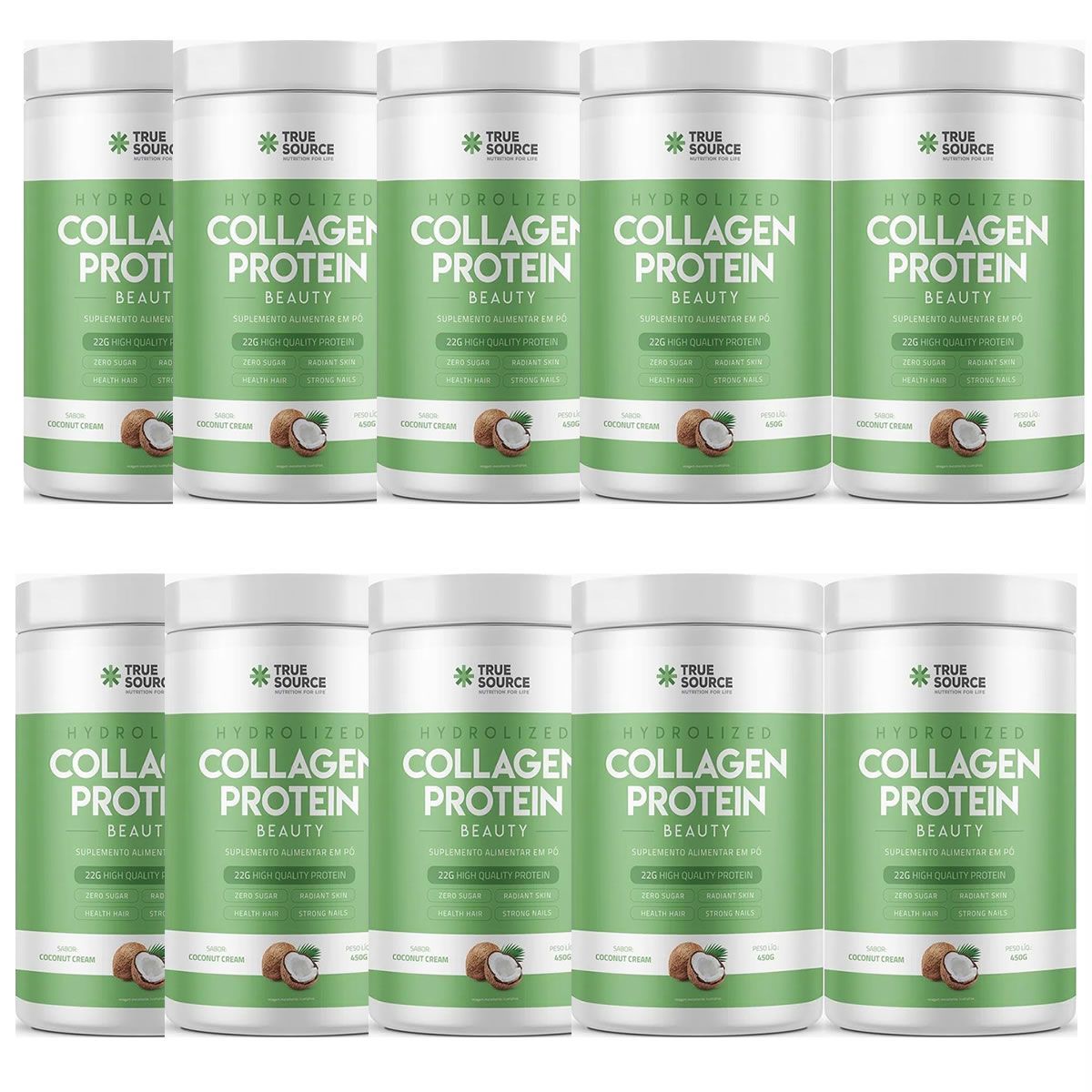 Kit 10X Collagen Protein - 450g Coconut Cream - True Source