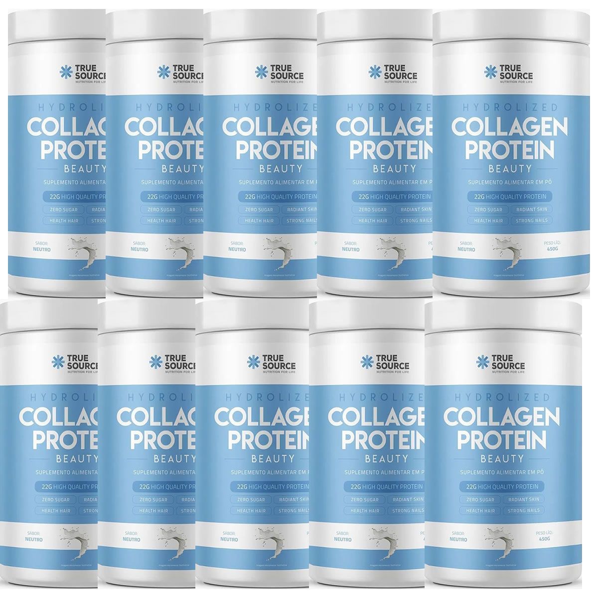 Kit 10X Collagen Protein - 450g Neutro - True Source
