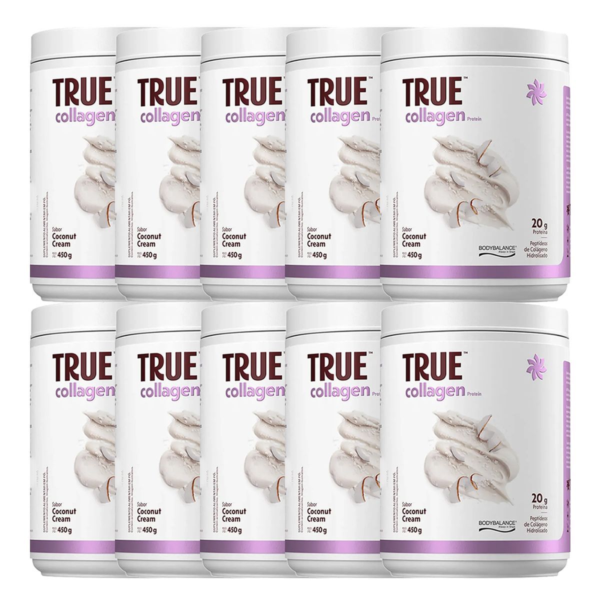 Kit 10X Collagen Protein Bodybalance - 450g Coconut Cream  - True Source