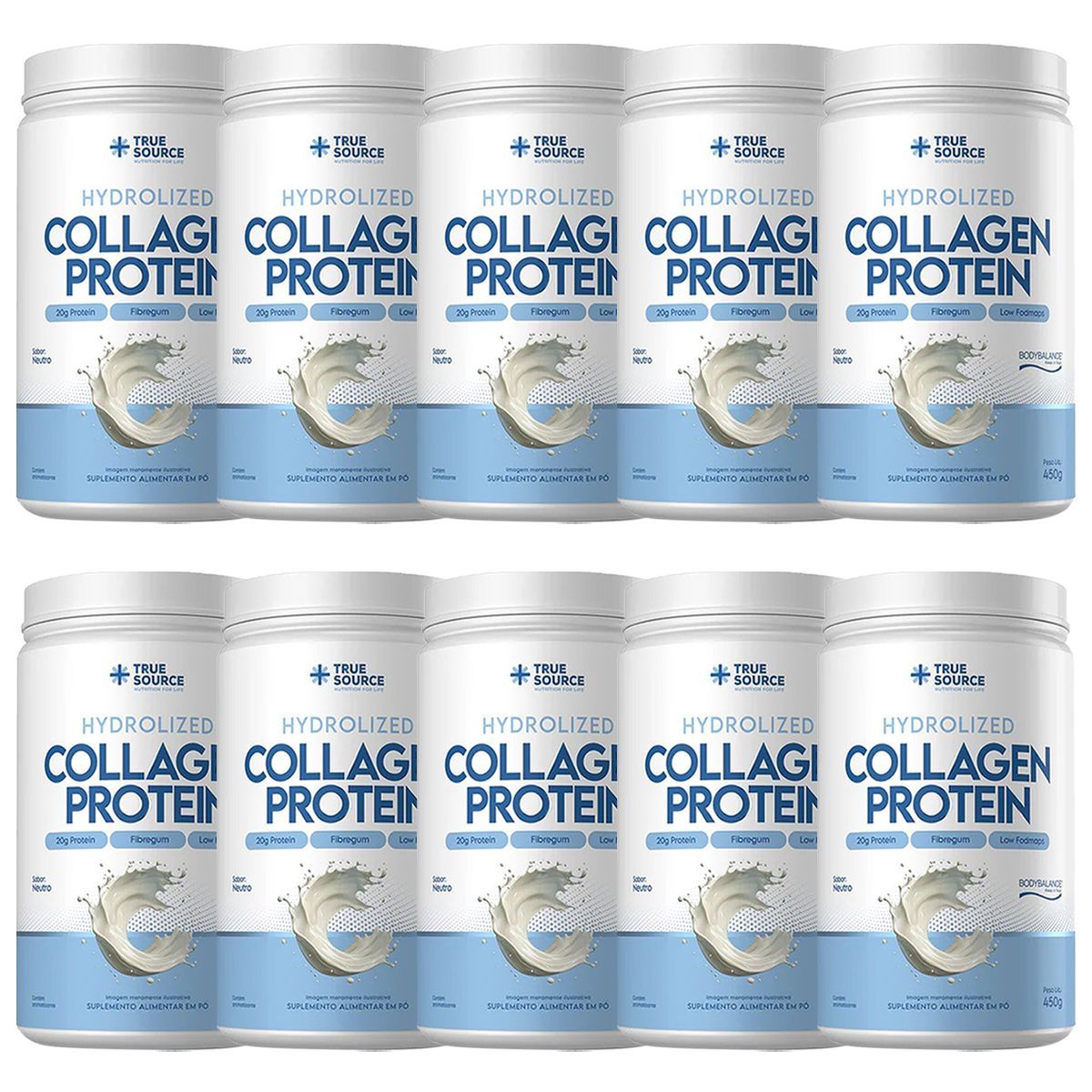 Kit 10X Collagen Protein Bodybalance - 450g Neutro - True Source