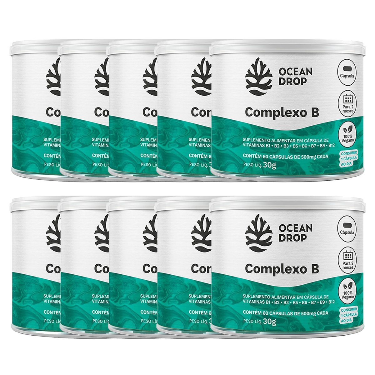Kit 10X Complexo B -  60 C�psulas - Ocean Drop