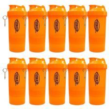 Kit 10X Coqueteleira 2 Doses e porta c�psulas 400ml - Laranja - Power Supplements