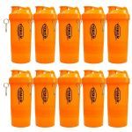 Kit 10X Coqueteleira 2 Doses e porta c�psulas 400ml - Laranja - Power Supplements