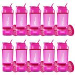 Kit 10X Coqueteleira 3 Partes - 500ml Rosa - NewNutrition