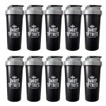 Kit 10X Coqueteleira 3 Whey Top Taste - 600ml Preta - Body Action