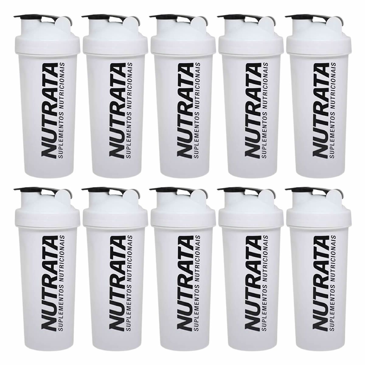 Kit 10X Coqueteleira - 600ml Branca - Nutrata
