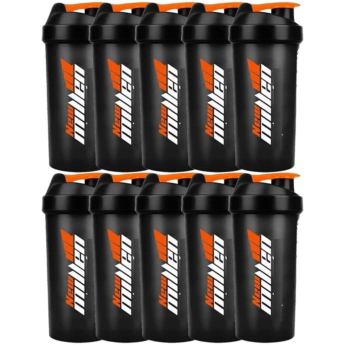 Kit 10X Coqueteleira - 600ml Fume Tampa Preta - New Millen
