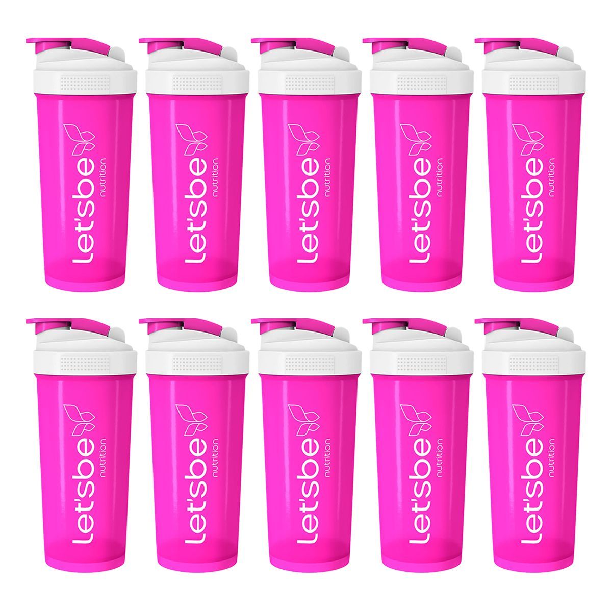Kit 10X Coqueteleira 600ml Pink e Branco - LetsBe Nutrition