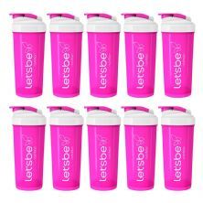 Kit 10X Coqueteleira 600ml Pink e Branco - LetsBe Nutrition