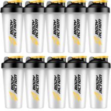 Kit 10X Coqueteleira - 600ml Preto/Amarelo- BodyAction