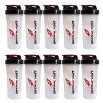 Kit 10X Coqueteleira - 600ml Preto/Vermelho - BodyAction