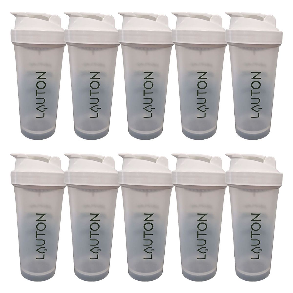 Kit 10X Coqueteleira - 600ml Verde e Branca - Lauton Nutrition