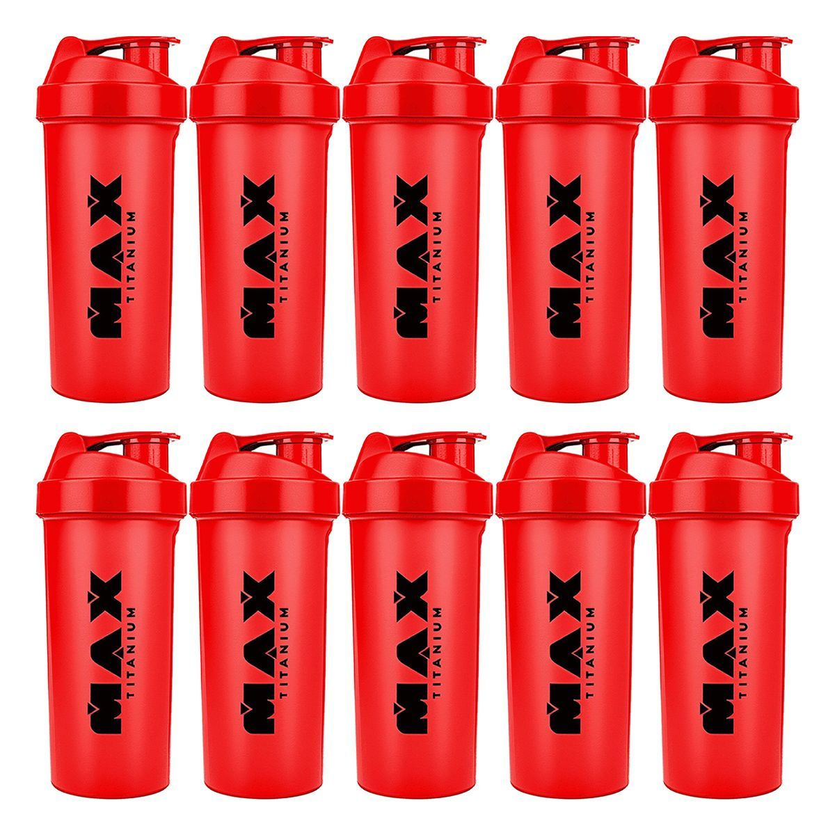 Kit 10X Coqueteleira - 700ml Vermelha - Max Titanium