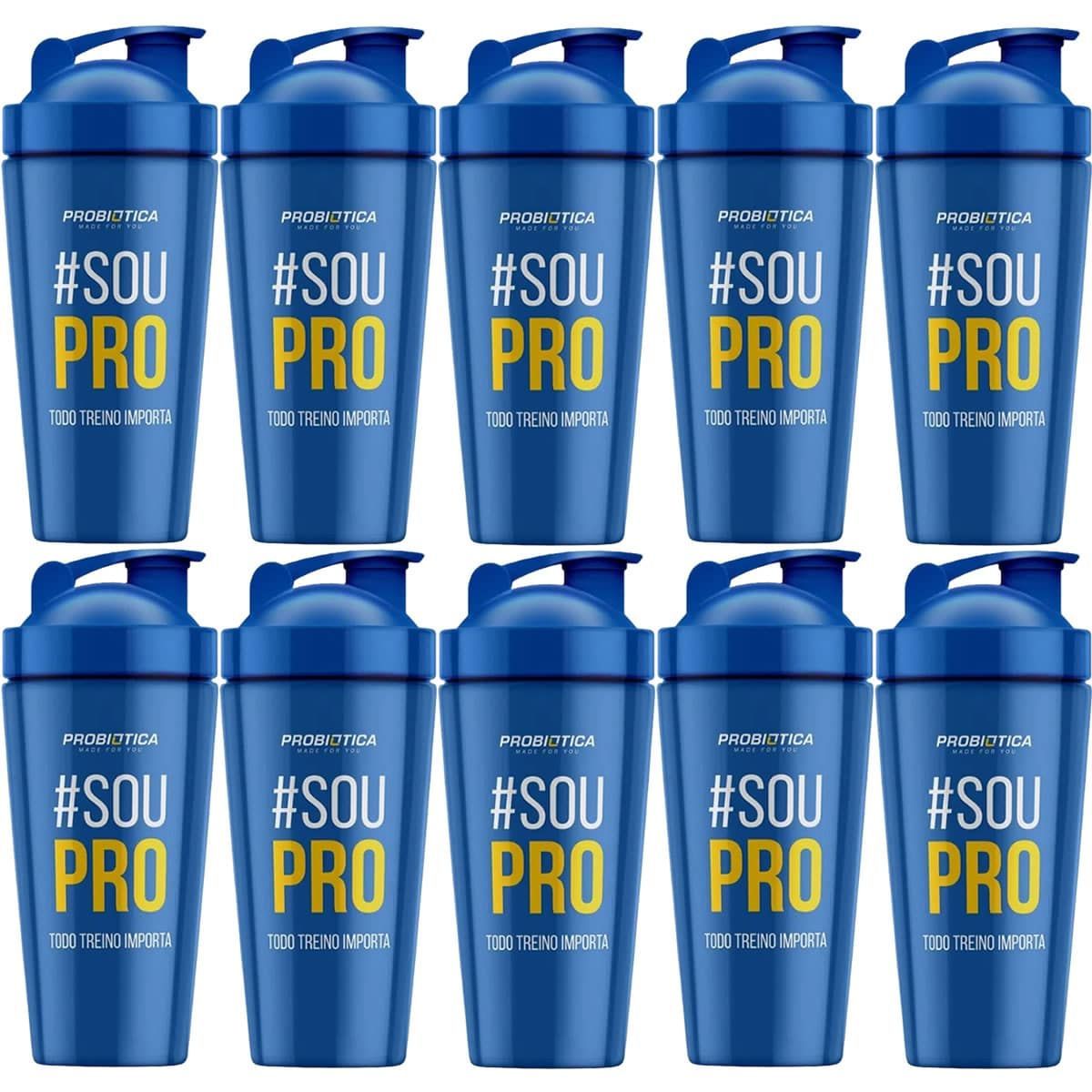 Kit 10X Coqueteleira Alum�nio Steel - 750ml Azul - Probi�tica