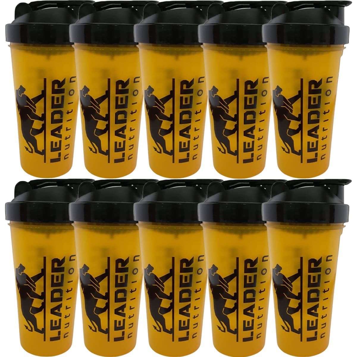 Kit 10X Coqueteleira Amarela 600ml - Leader Nutrition