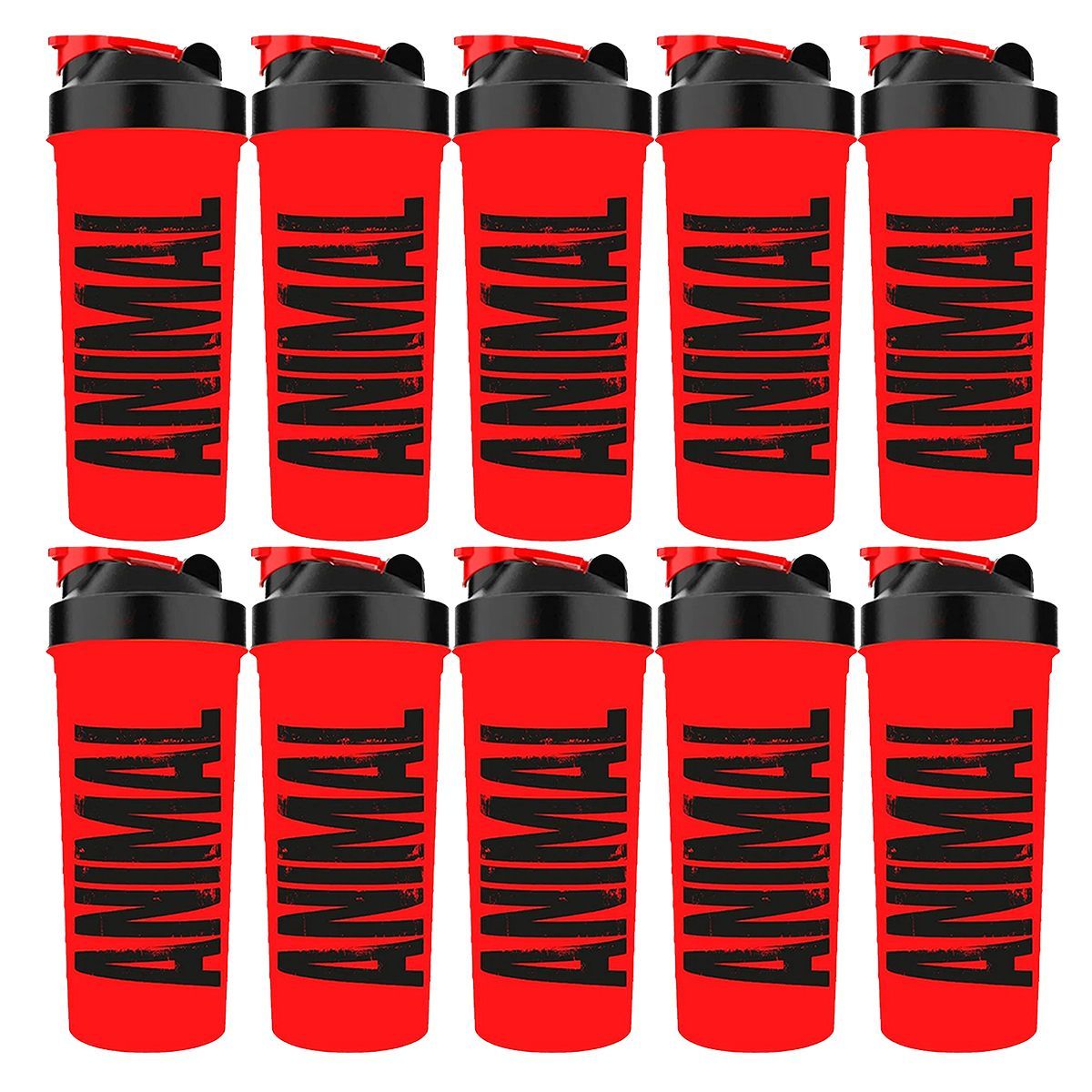 Kit 10X Coqueteleira Animal - 600ml Vermelha - Universal Nutrition