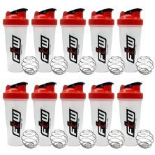 Kit 10X Coqueteleira com Blend - 600ml Transparente Tampa Vermelha - FTW
