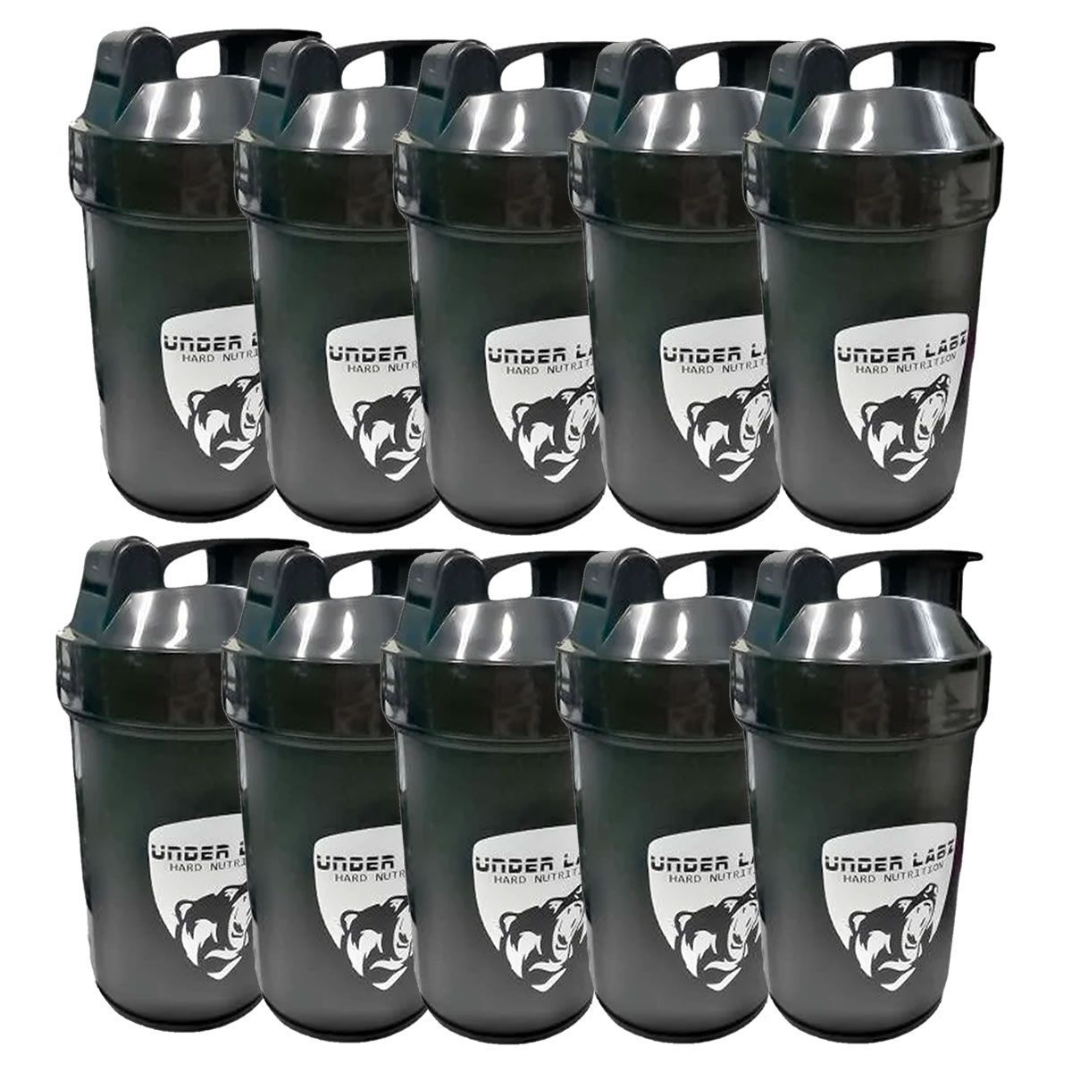 Kit 10X Coqueteleira com Compartimento - 500ml Preto - Under Labz