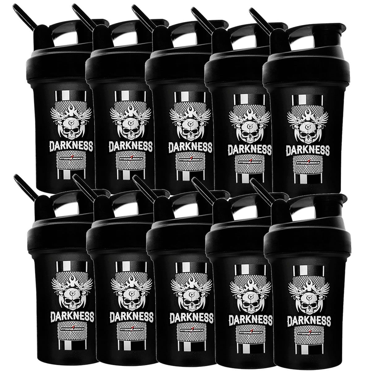 Kit 10X Coqueteleira Darkness 1 Dose - 450ml Preta - IntegralM�dica