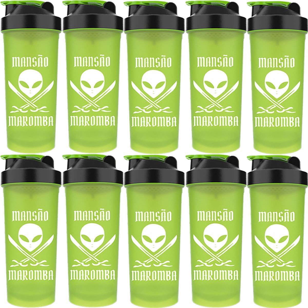 Kit 10X Coqueteleira Diabo Verde Mans�o Maromba - 600ml Verde - FTW