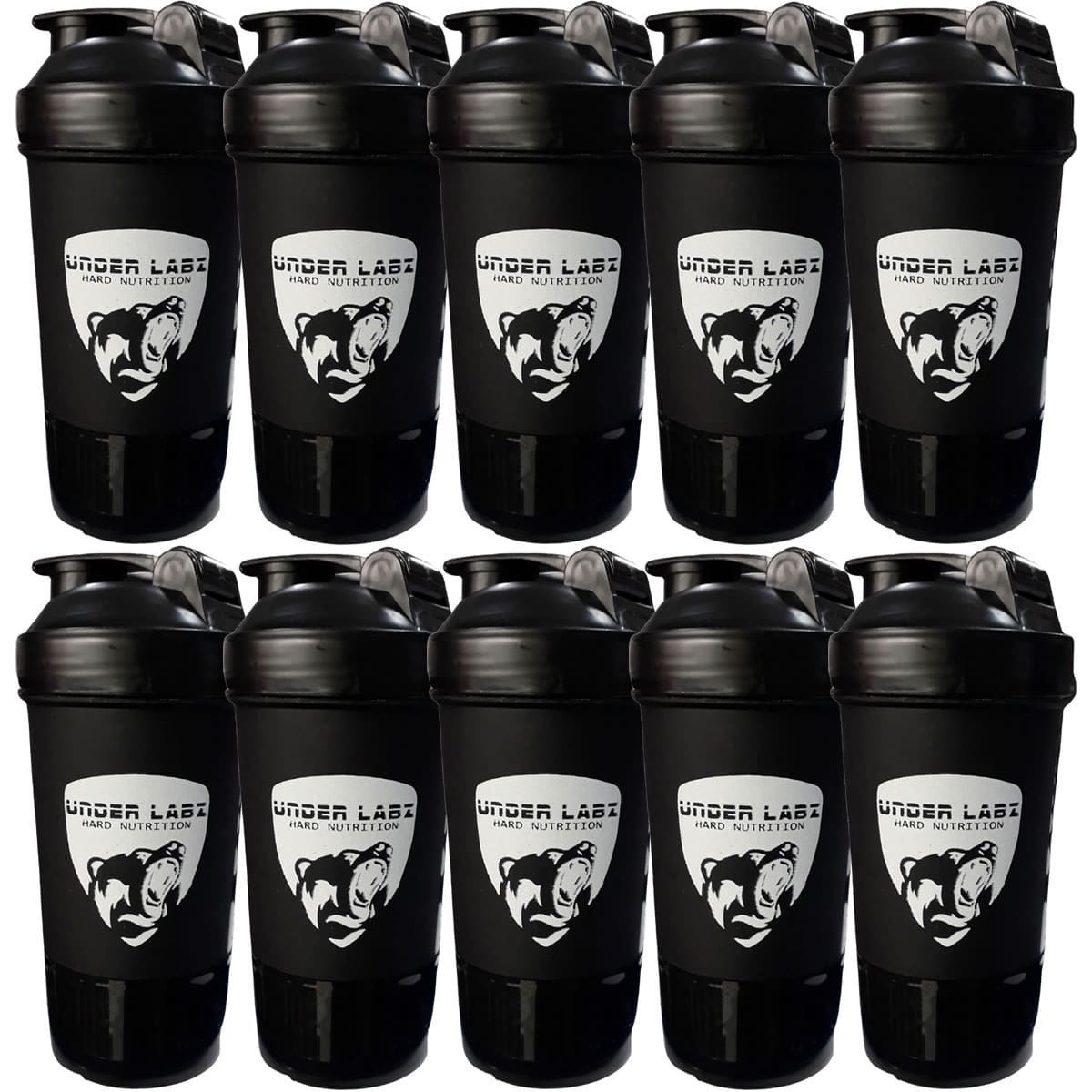 Kit 10X Coqueteleira Duas Doses - 500ml Preta - Under Labz
