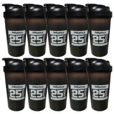 Kit 10X Coqueteleira Edi��o 25 Anos - 600ml Preta - Atlhetica Nutrition