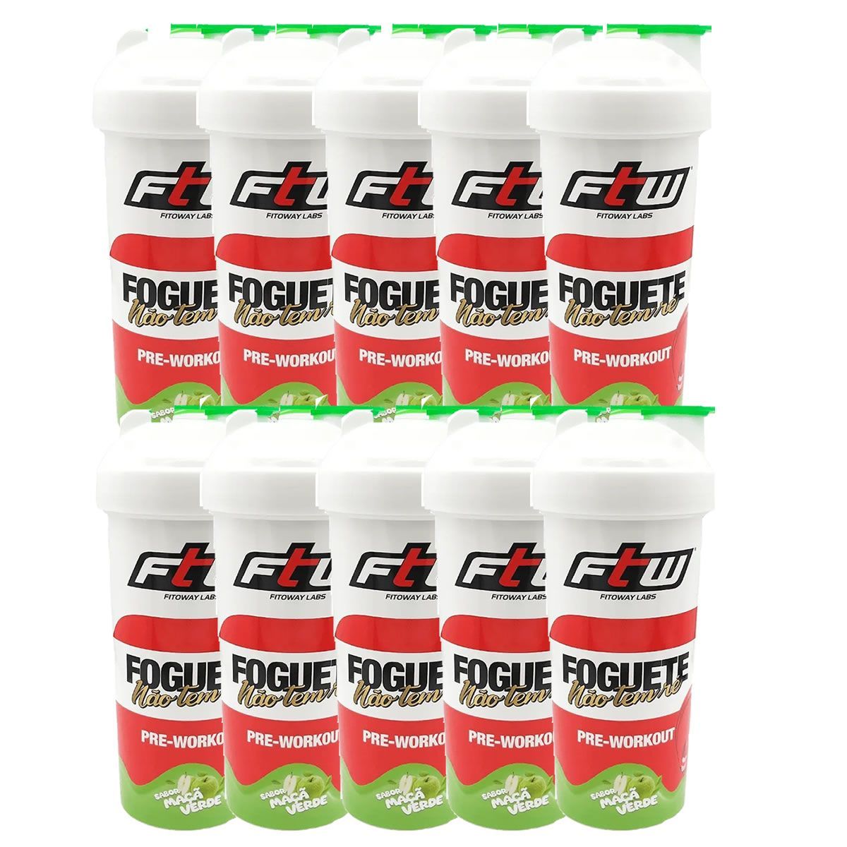 Kit 10X Coqueteleira Foguete N�o Tem R� - 700ml Ma�� Verde - FTW
