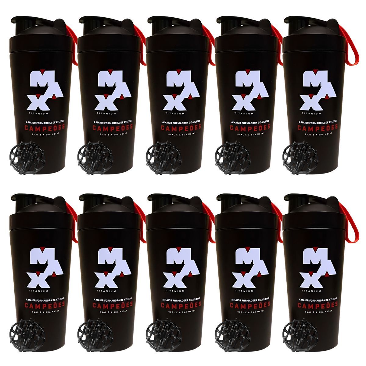 Kit 10X Coqueteleira Imp - 700ml Preta - Max Titanium