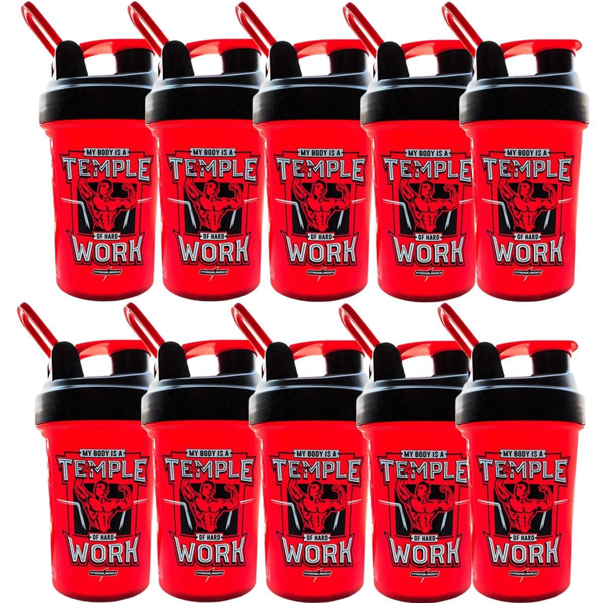 Kit 10X Coqueteleira My Body Is a Temple - 450ml Vermelha - IntegralM�dica