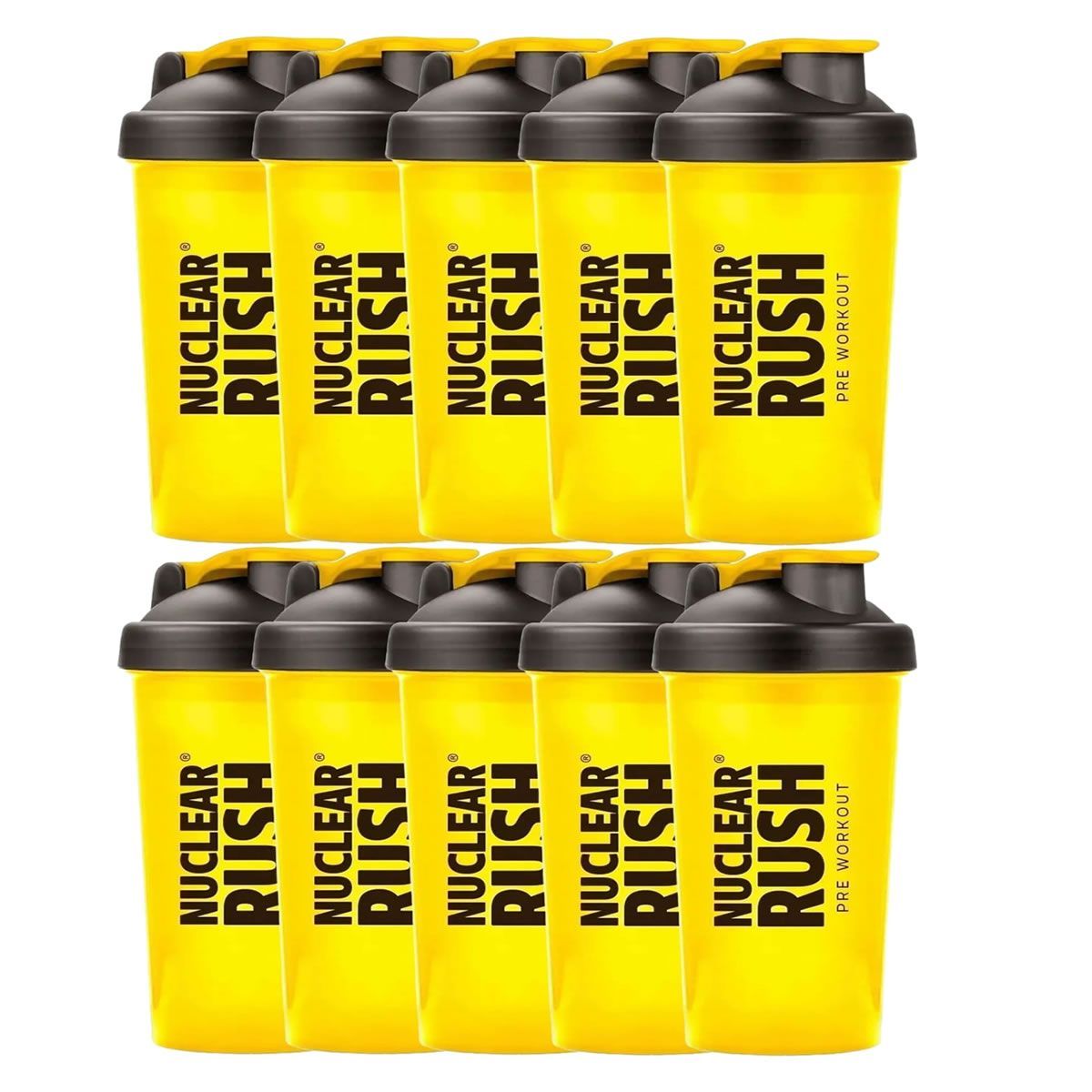 Kit 10X Coqueteleira Nuclear Rush - 600ml Amarela - BodyAction