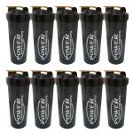 Kit 10X Coqueteleira Preta com Dourado - 650 ml - Power Supplements