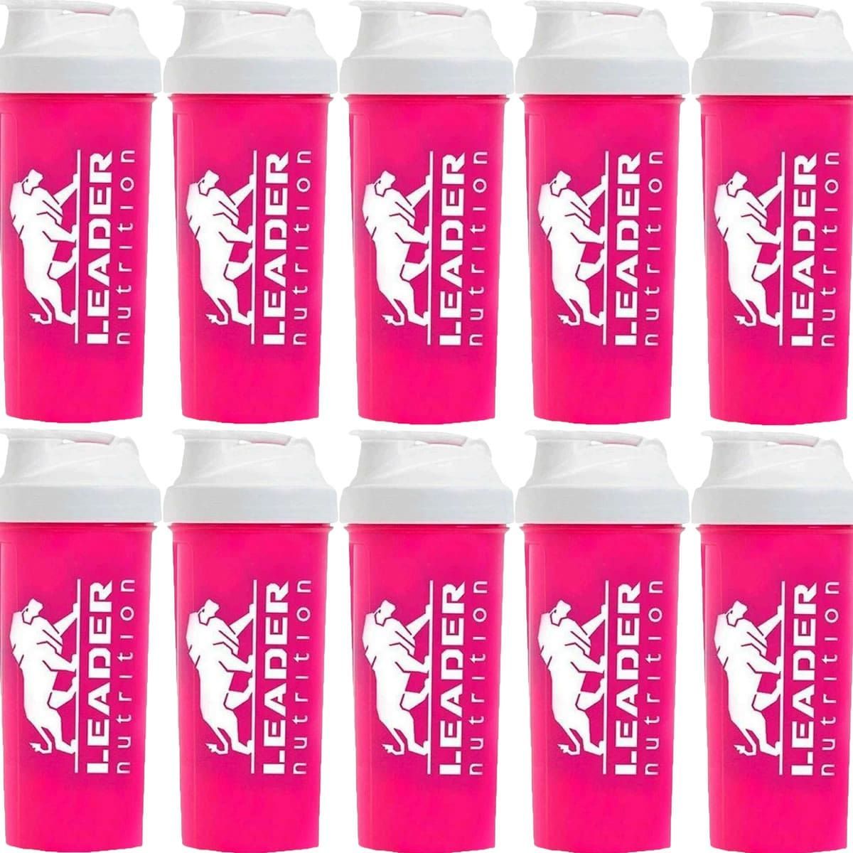 Kit 10X Coqueteleira Rosa 600ml - Leader Nutrition