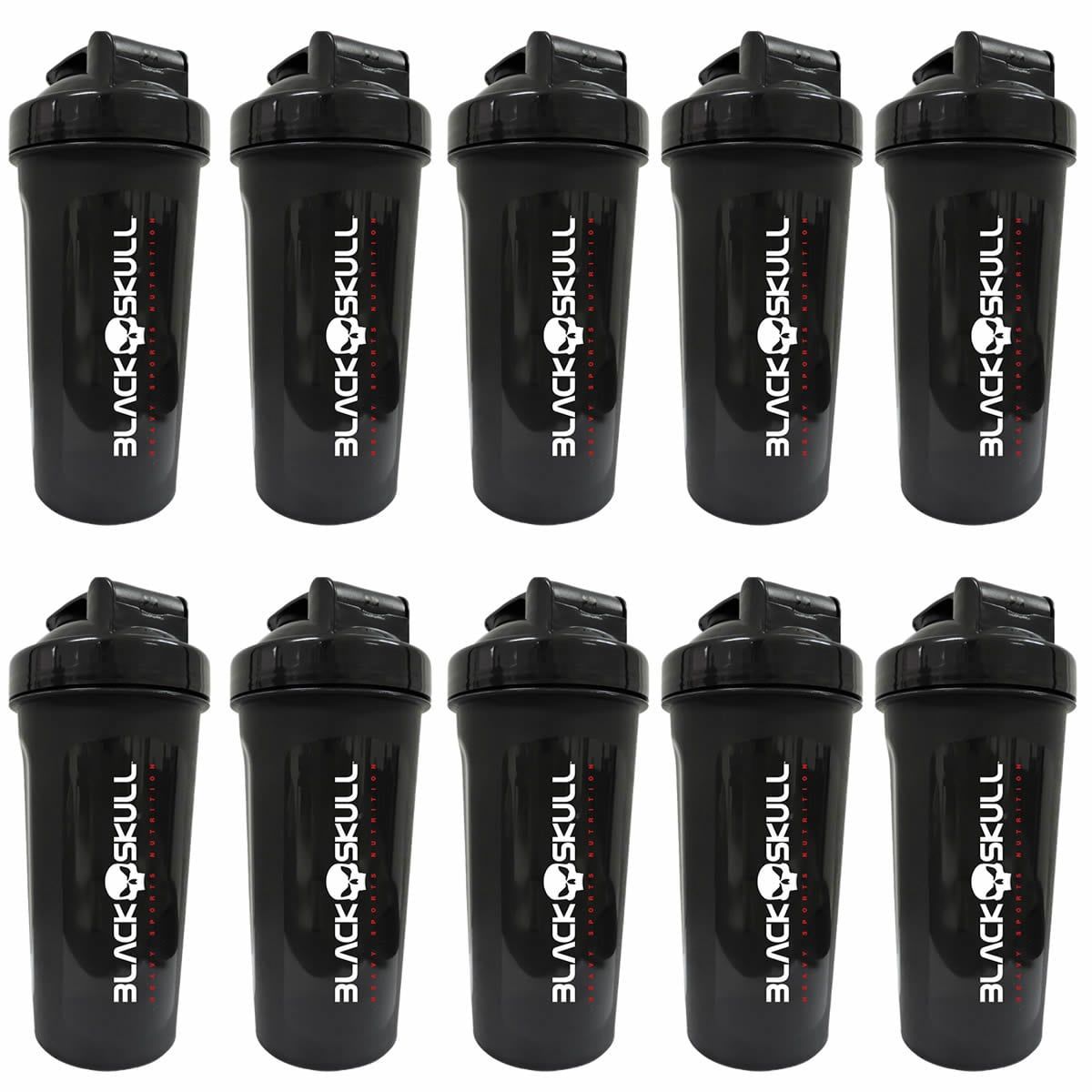 Kit 10X Coqueteleira Shaker Preta 600 ML - Black Skull 