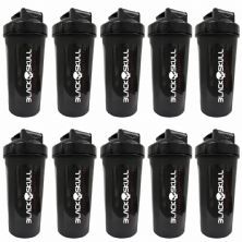 Kit 10X Coqueteleira Shaker Preta 600 ML - Black Skull 