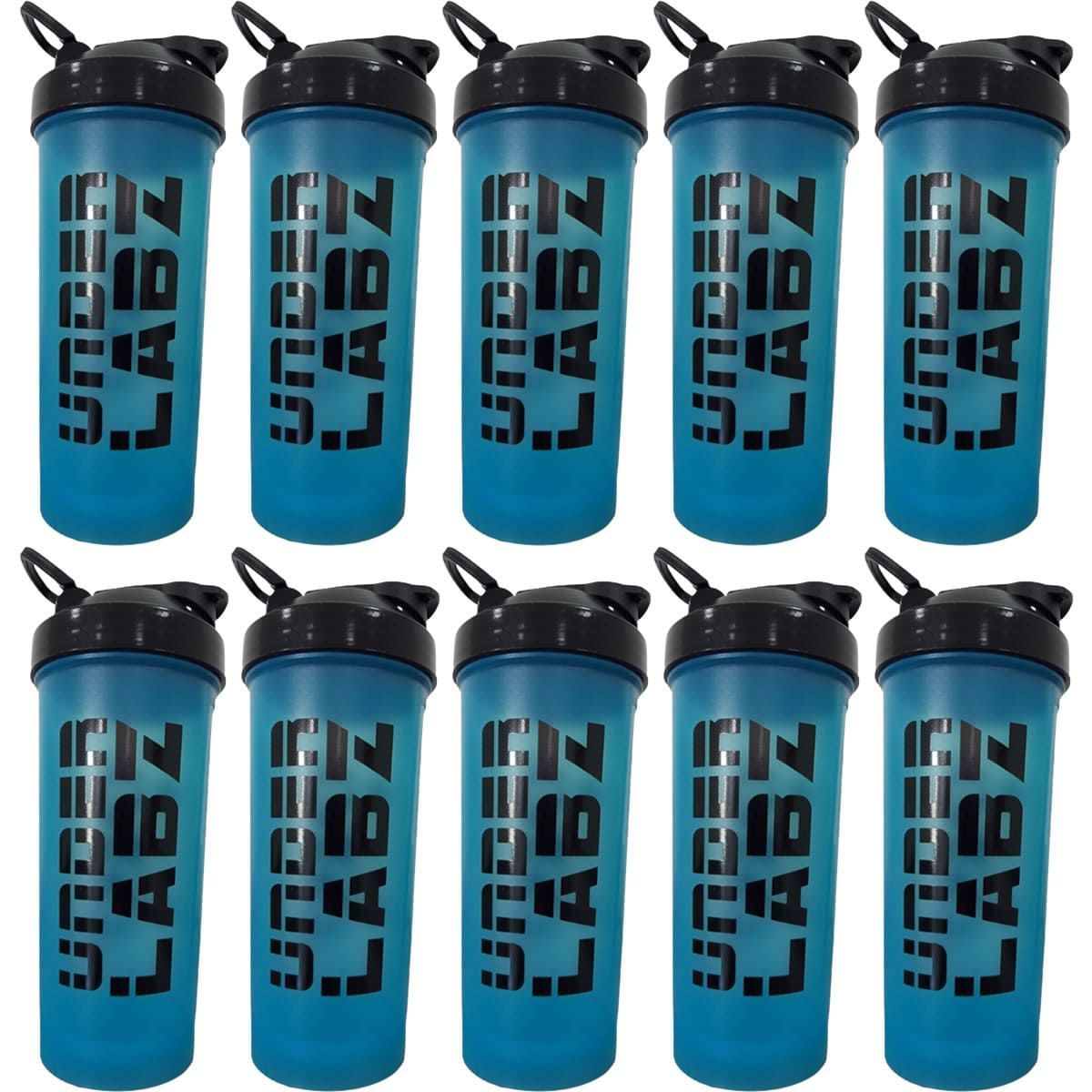 Kit 10X Coqueteleira Slim - 600ml Azul - Under Labz