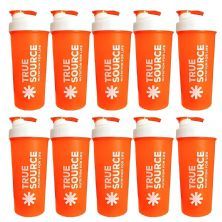 Kit 10X Coqueteleira Slim - 600ml Laranja E Branca - True Source