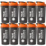 Kit 10X Coqueteleira Slim - 600ml  Preta e Laranja - True Source