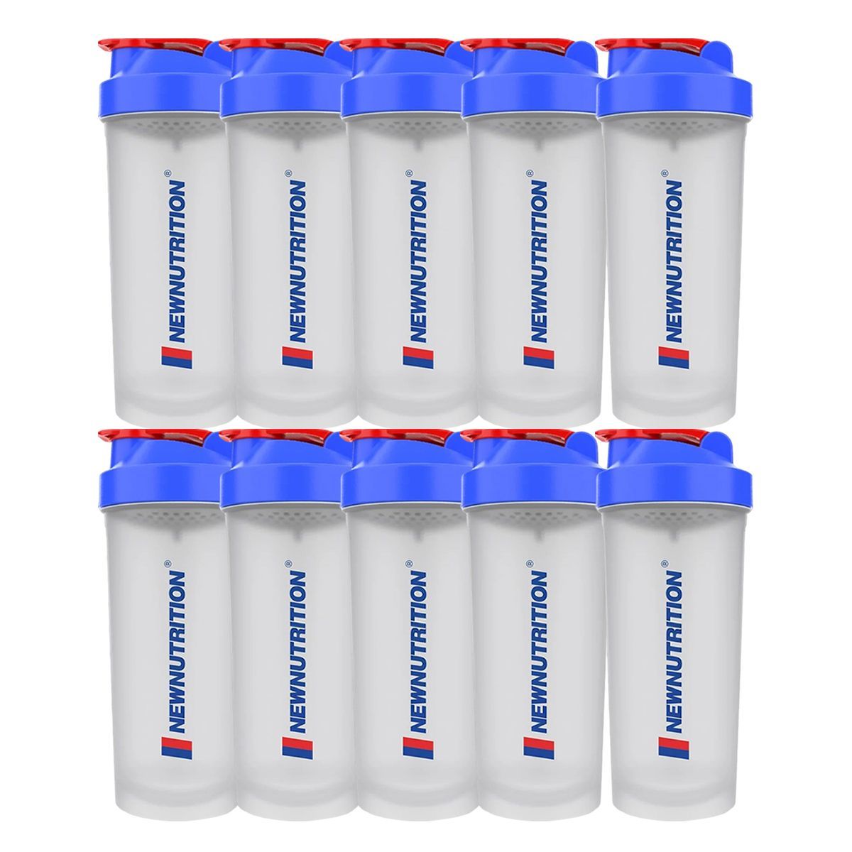 Kit 10X Coqueteleira Slim - 600ml Transparente e Azul -  NewNutrition