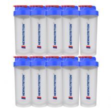 Kit 10X Coqueteleira Slim - 600ml Transparente e Azul -  NewNutrition