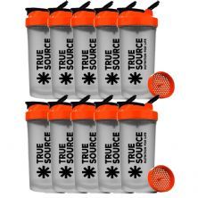 Kit 10X Coqueteleira Slim - 600ml Transparente e Laranja - True Source