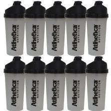 Kit 10X Coqueteleira - Transparente com Tampa Preta 700ml - Atlhetica
